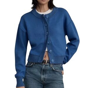 Anthropologie Maeve Compact Long Sleeve Knit Cardigan Sweater Medium Blue